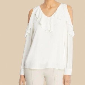 Tahari Top White Star Cold Shoulder